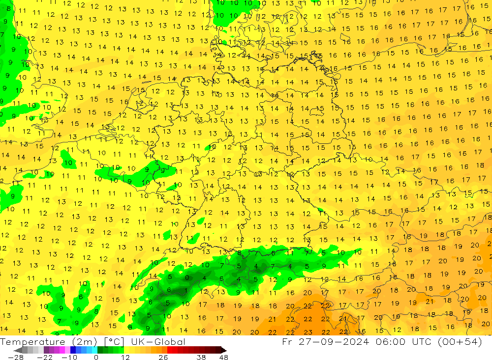 Temperatura (2m) UK-Global Sex 27.09.2024 06 UTC