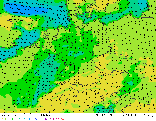 Surface wind UK-Global Th 26.09.2024 03 UTC