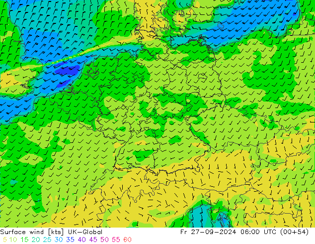 Surface wind UK-Global Fr 27.09.2024 06 UTC