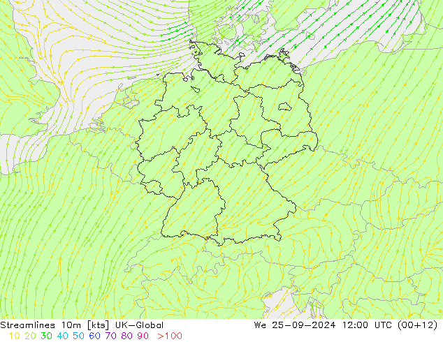 Linea di flusso 10m UK-Global mer 25.09.2024 12 UTC