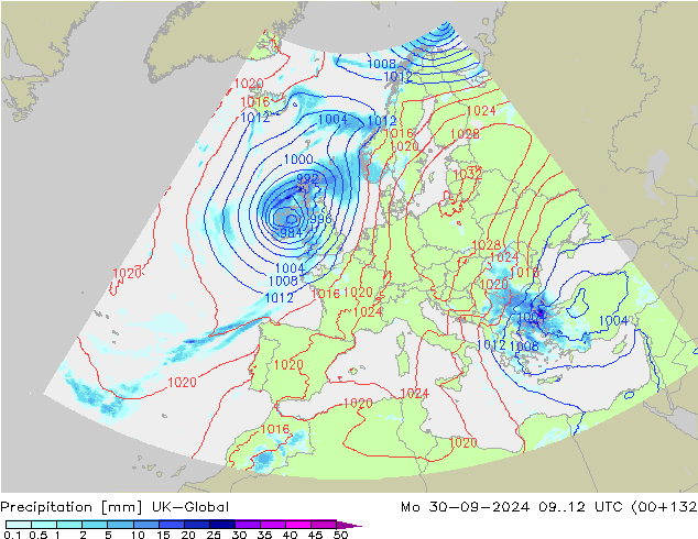 Precipitación UK-Global lun 30.09.2024 12 UTC