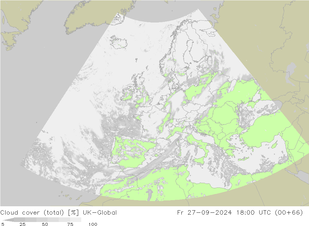 Wolken (gesamt) UK-Global Fr 27.09.2024 18 UTC