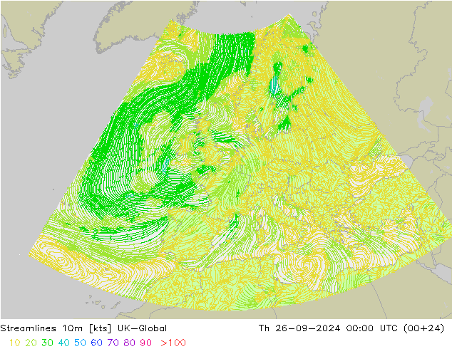 Stromlinien 10m UK-Global Do 26.09.2024 00 UTC