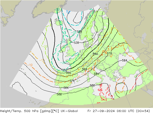 Height/Temp. 500 hPa UK-Global Sex 27.09.2024 06 UTC