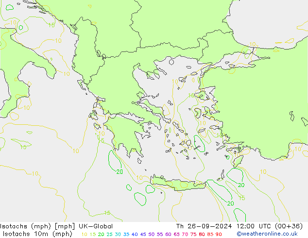 Isotachs (mph) UK-Global чт 26.09.2024 12 UTC