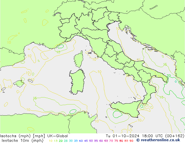 Isotaca (mph) UK-Global mar 01.10.2024 18 UTC