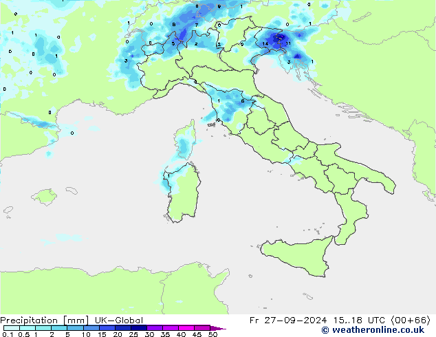 precipitação UK-Global Sex 27.09.2024 18 UTC