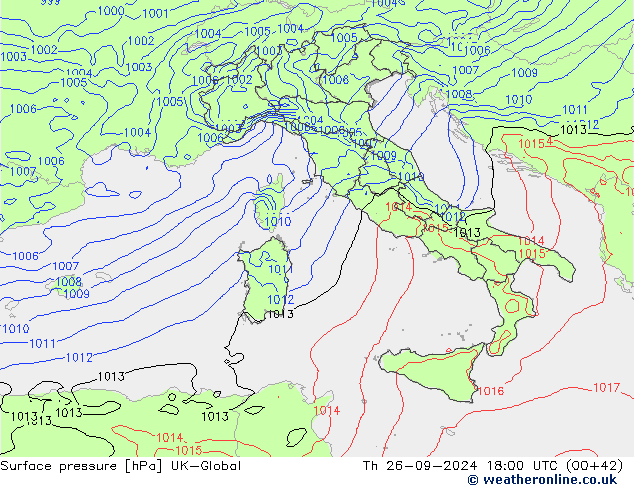 pressão do solo UK-Global Qui 26.09.2024 18 UTC