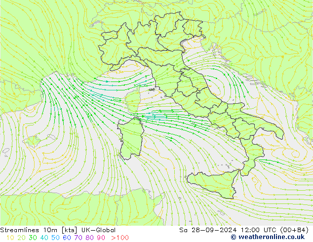 Streamlines 10m UK-Global Sa 28.09.2024 12 UTC