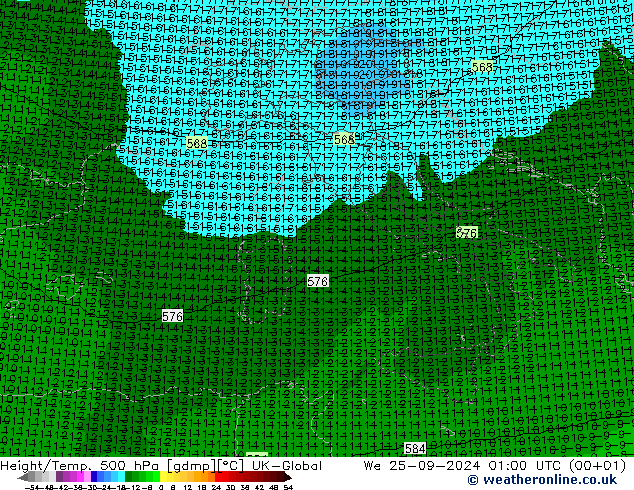 Geop./Temp. 500 hPa UK-Global mié 25.09.2024 01 UTC