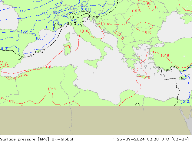 приземное давление UK-Global чт 26.09.2024 00 UTC