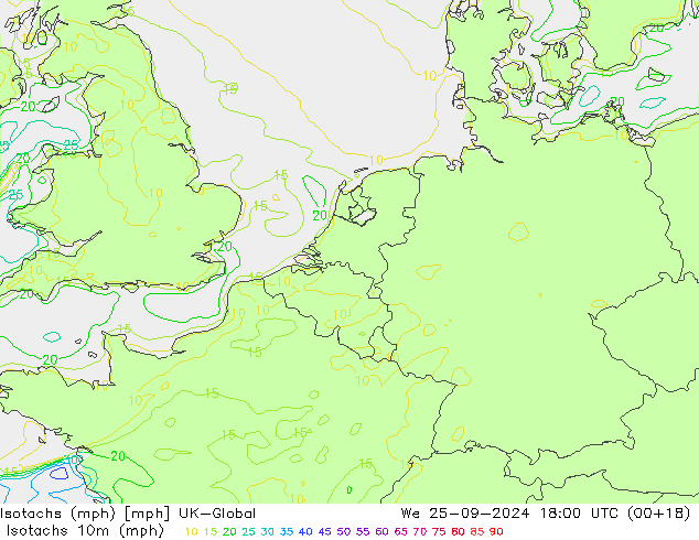 Isotachs (mph) UK-Global St 25.09.2024 18 UTC