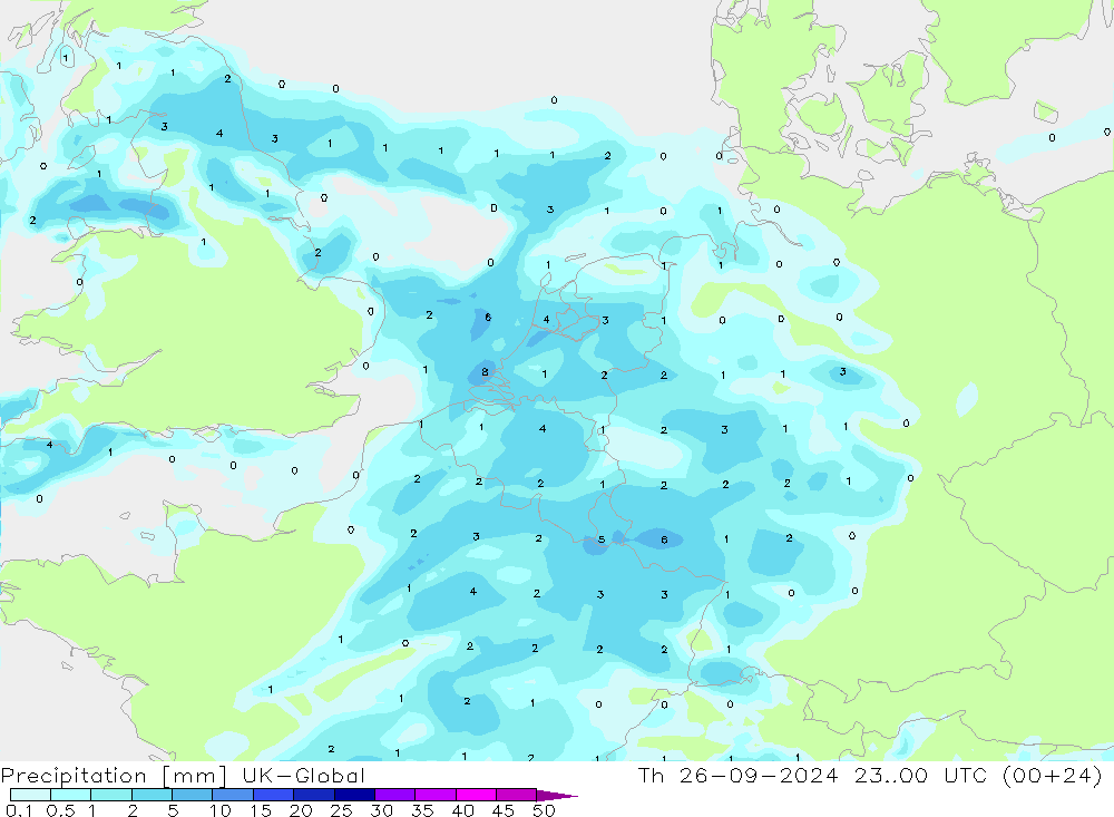 Precipitation UK-Global Th 26.09.2024 00 UTC