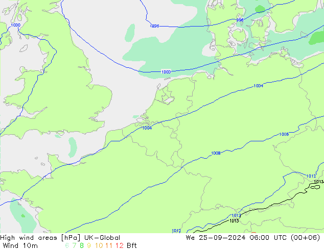 High wind areas UK-Global We 25.09.2024 06 UTC