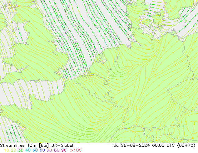 Ligne de courant 10m UK-Global sam 28.09.2024 00 UTC