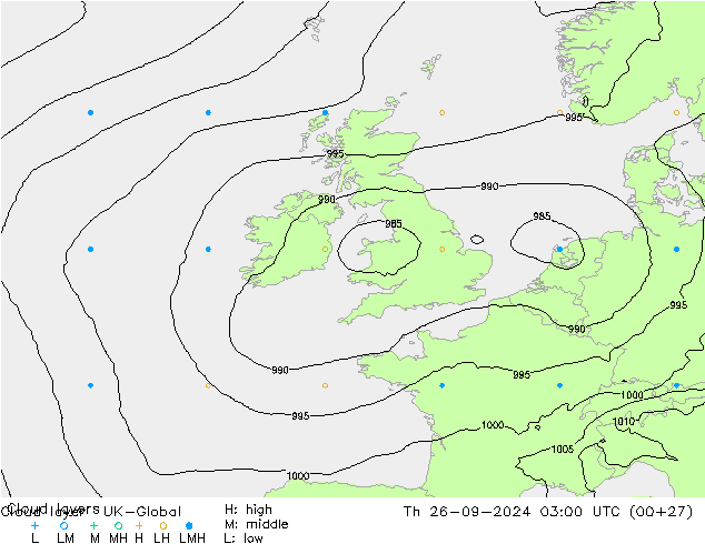 Cloud layer UK-Global Qui 26.09.2024 03 UTC