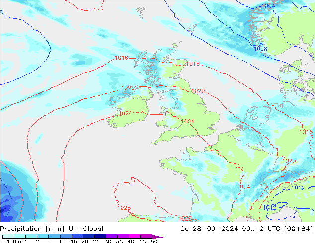 Yağış UK-Global Cts 28.09.2024 12 UTC