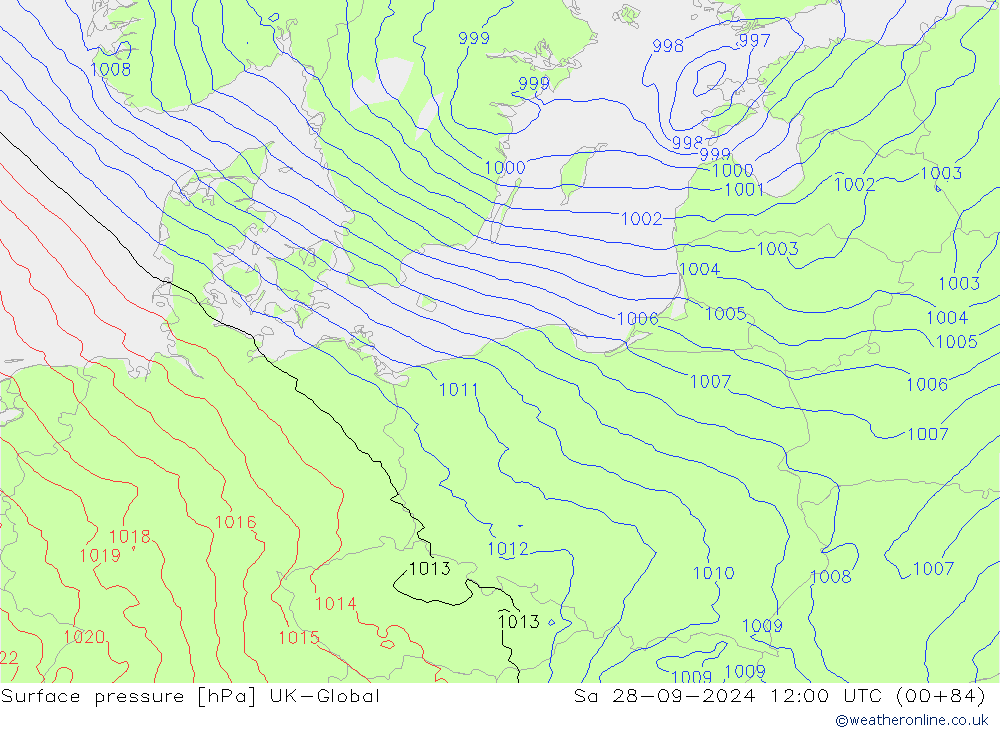 Surface pressure UK-Global Sa 28.09.2024 12 UTC