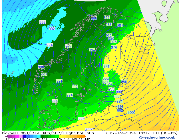 Thck 850-1000 hPa UK-Global  27.09.2024 18 UTC