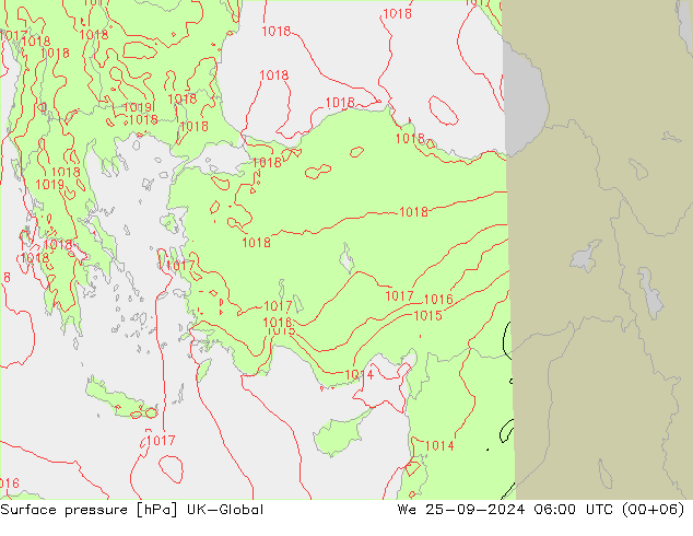 Surface pressure UK-Global We 25.09.2024 06 UTC