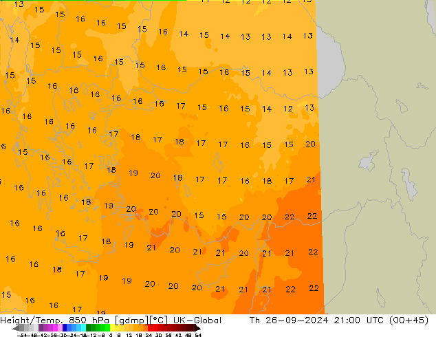 Height/Temp. 850 hPa UK-Global gio 26.09.2024 21 UTC