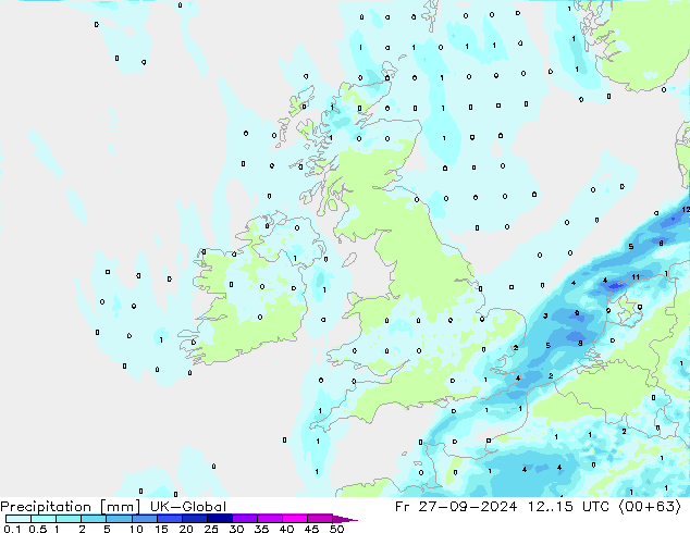 Precipitación UK-Global vie 27.09.2024 15 UTC