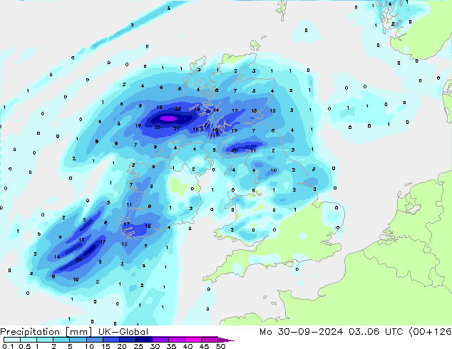 осадки UK-Global пн 30.09.2024 06 UTC