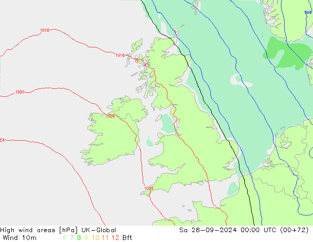 High wind areas UK-Global Sa 28.09.2024 00 UTC