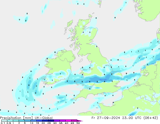 Precipitation UK-Global Fr 27.09.2024 00 UTC