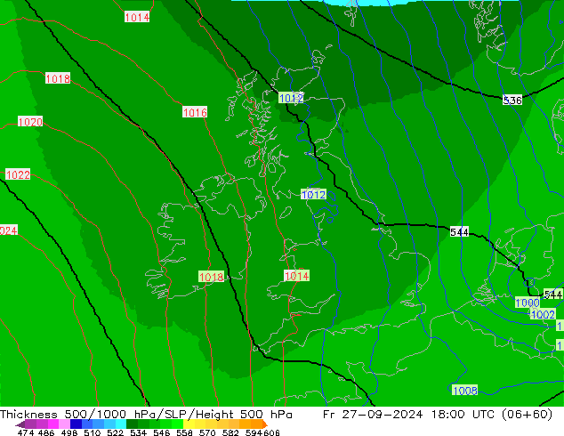 Thck 500-1000hPa UK-Global Fr 27.09.2024 18 UTC