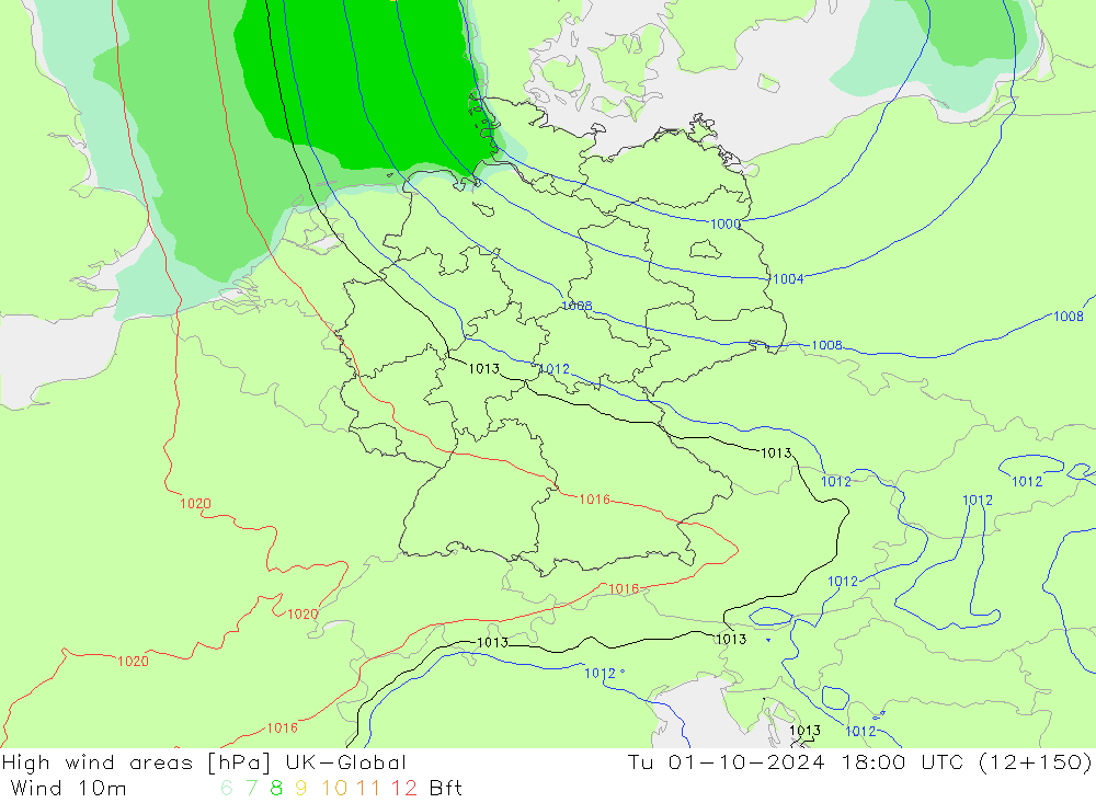 High wind areas UK-Global  01.10.2024 18 UTC