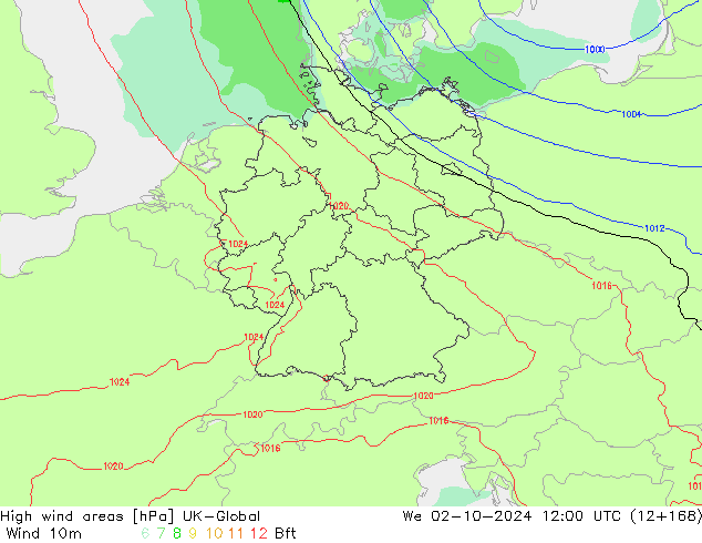 High wind areas UK-Global We 02.10.2024 12 UTC