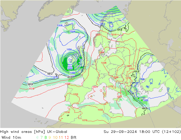 High wind areas UK-Global Вс 29.09.2024 18 UTC