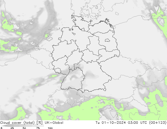 Nuages (total) UK-Global mar 01.10.2024 03 UTC