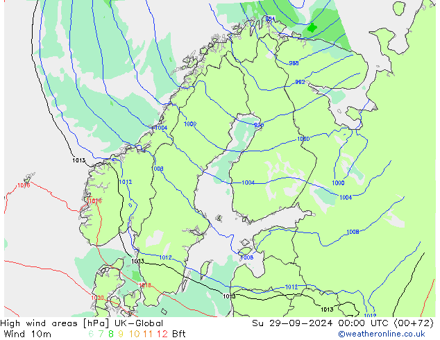 Windvelden UK-Global zo 29.09.2024 00 UTC