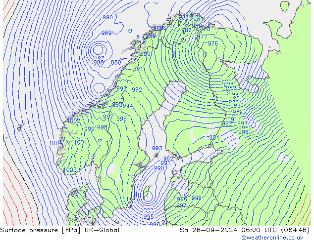 Surface pressure UK-Global Sa 28.09.2024 06 UTC