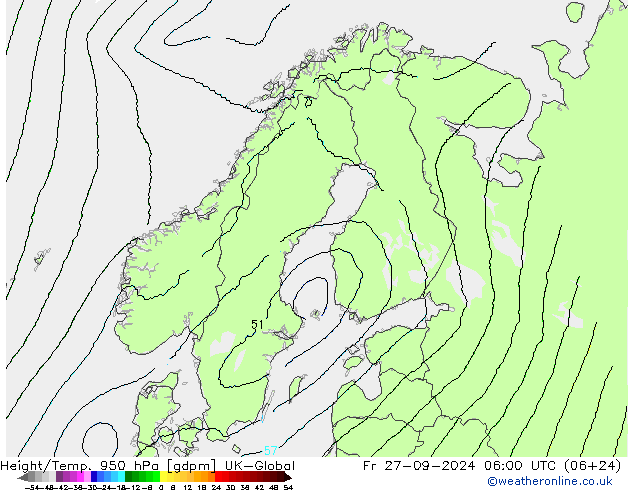 Height/Temp. 950 hPa UK-Global ven 27.09.2024 06 UTC