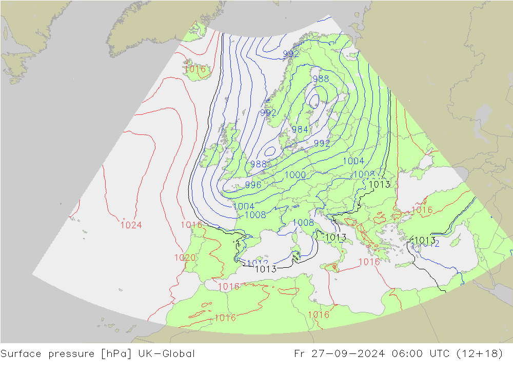 pression de l'air UK-Global ven 27.09.2024 06 UTC