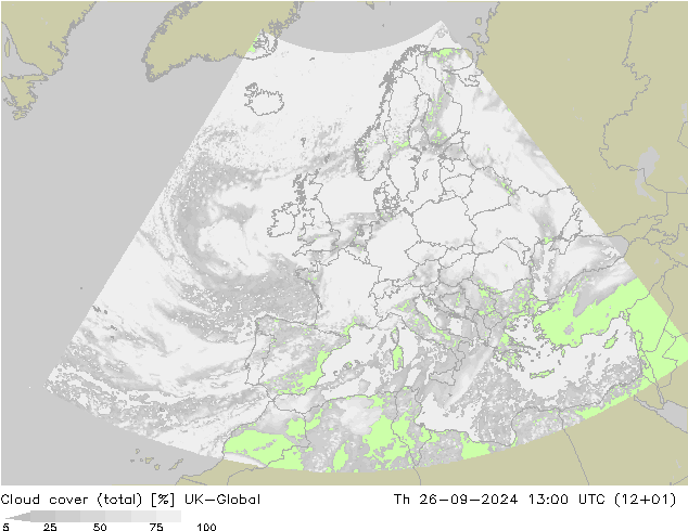 Bulutlar (toplam) UK-Global Per 26.09.2024 13 UTC