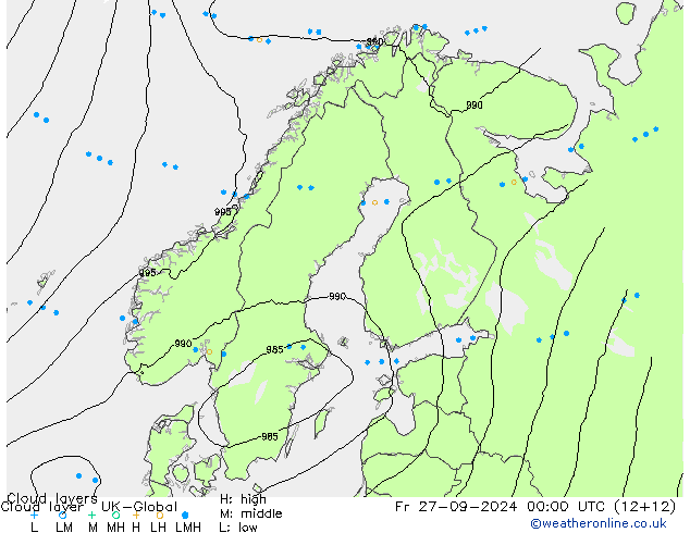 Cloud layer UK-Global пт 27.09.2024 00 UTC