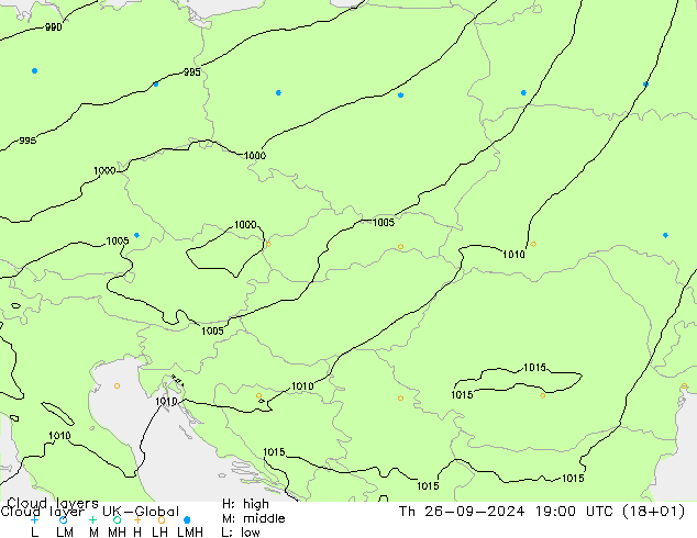 Cloud layer UK-Global Th 26.09.2024 19 UTC