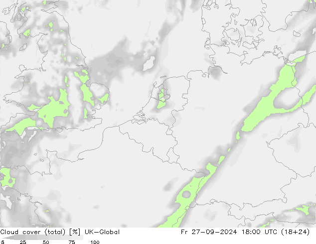 Wolken (gesamt) UK-Global Fr 27.09.2024 18 UTC