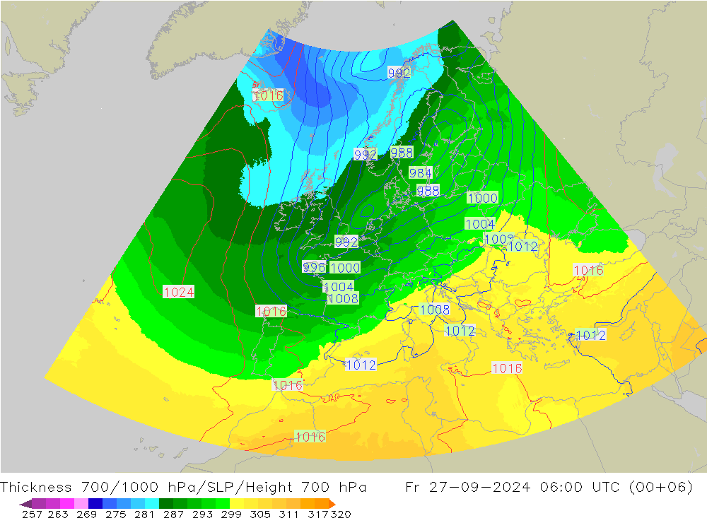 Thck 700-1000 hPa UK-Global Pá 27.09.2024 06 UTC