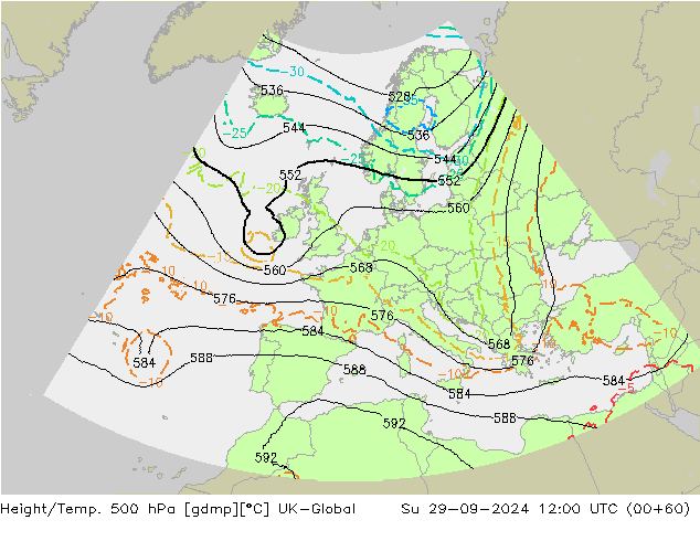Height/Temp. 500 hPa UK-Global nie. 29.09.2024 12 UTC