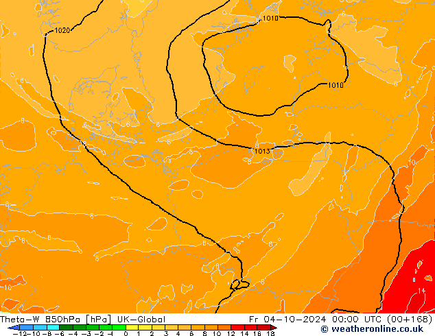 Theta-W 850hPa UK-Global vie 04.10.2024 00 UTC