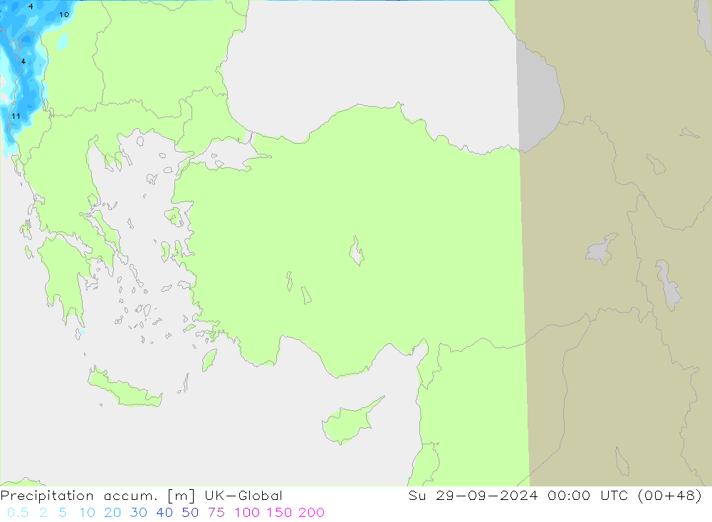 Precipitation accum. UK-Global Su 29.09.2024 00 UTC