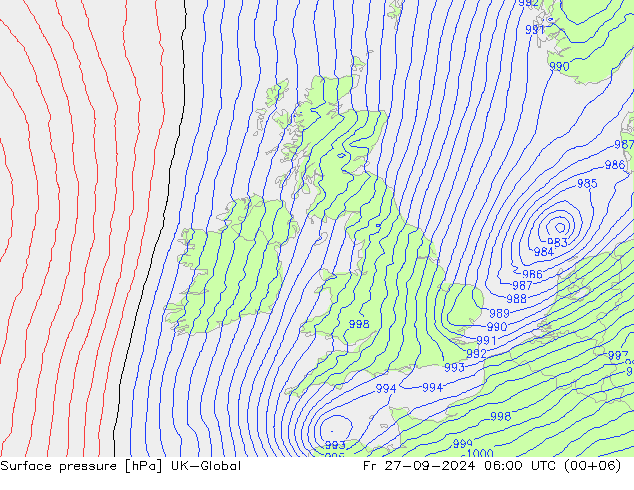 pression de l'air UK-Global ven 27.09.2024 06 UTC