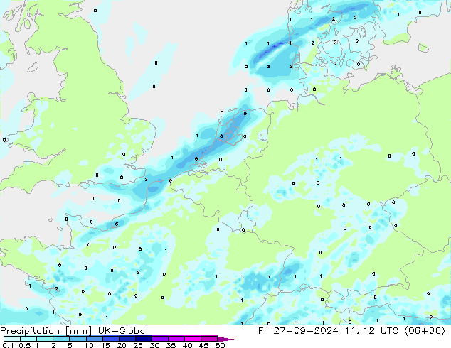 降水 UK-Global 星期五 27.09.2024 12 UTC