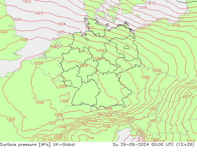 Luchtdruk (Grond) UK-Global zo 29.09.2024 00 UTC