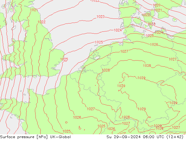 Luchtdruk (Grond) UK-Global zo 29.09.2024 06 UTC